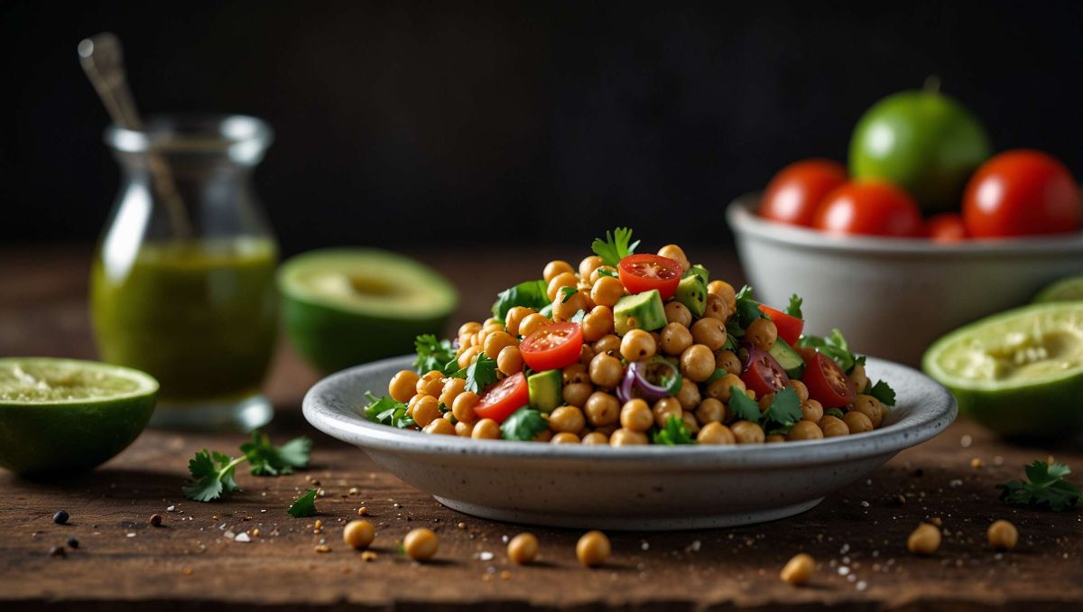 Une salade de lentilles et pois chiches aux saveurs mexicaines