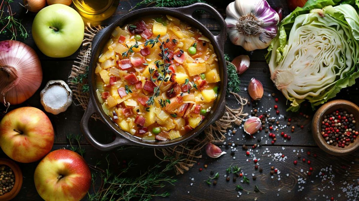 Un mariage surprenant : le chou et la pomme en cocotte