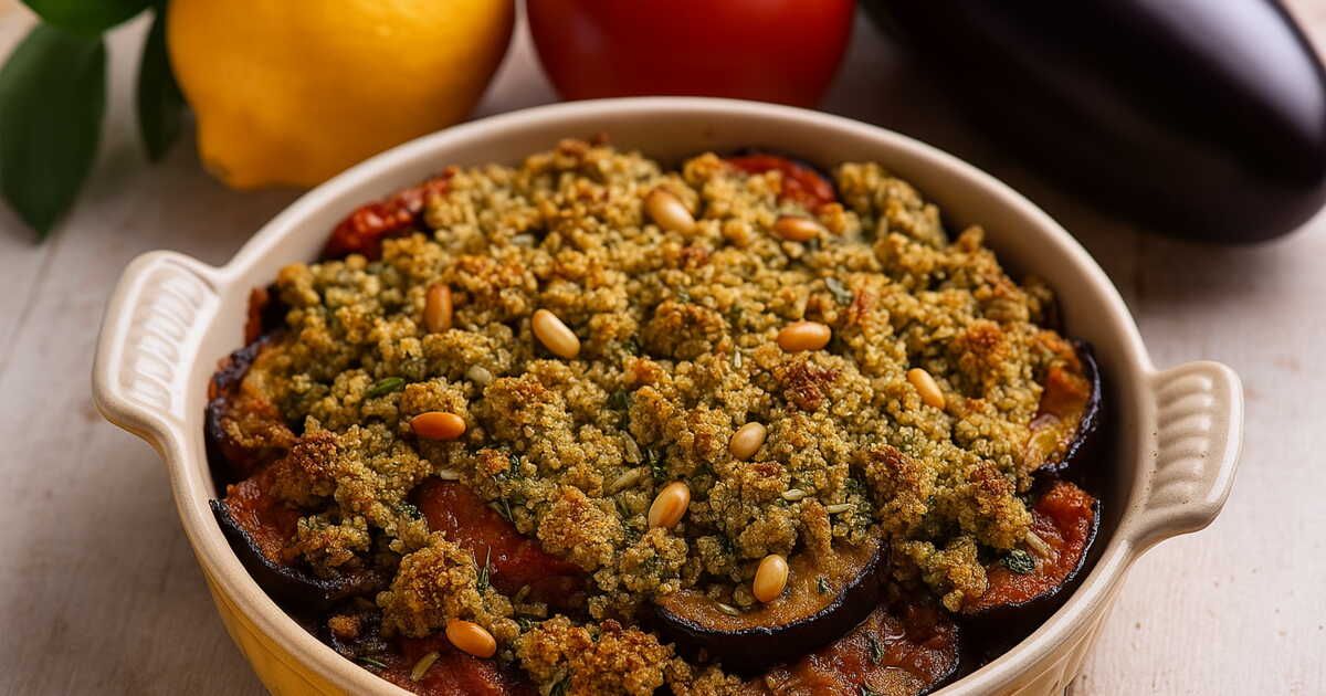 Découvrez le crumble salé à l'aubergine : une recette délicieuse à savourer avant l'automne