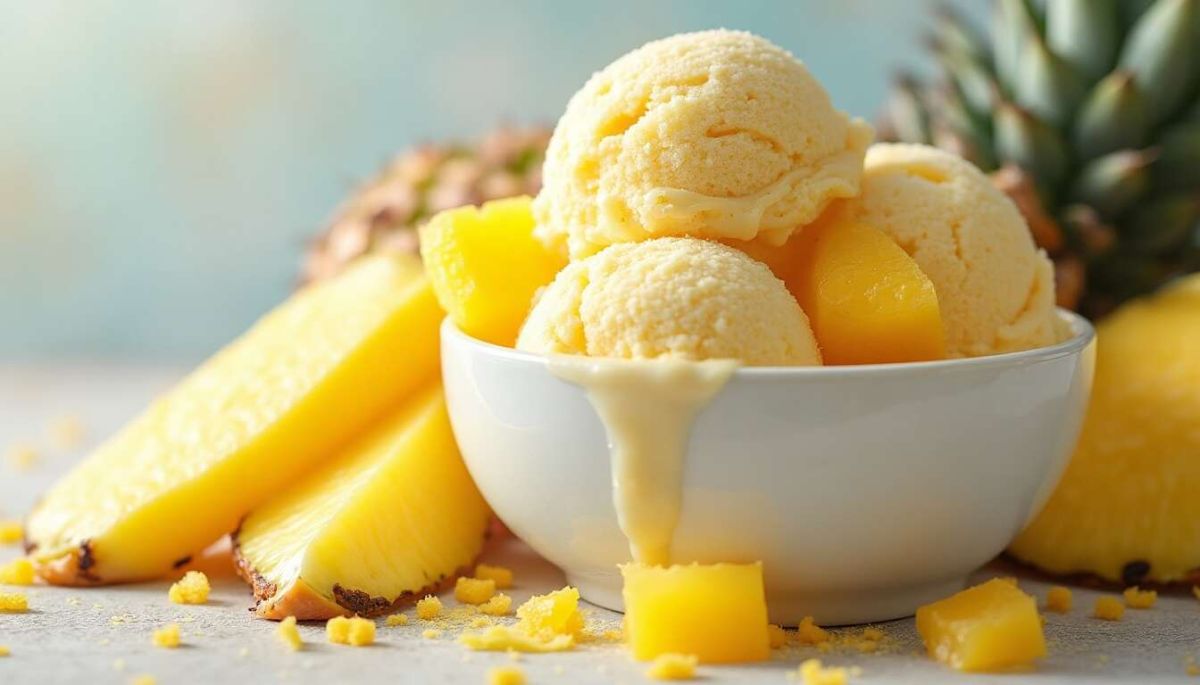 découvrez la crème glacée à l'ananas et à la mangue : légèreté et saveurs tropicales