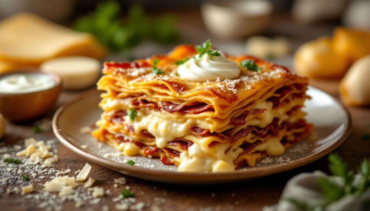 Recette de lasagnes légères au chèvre et bacon