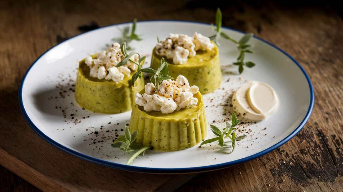 Délicieux mini flans de petits pois au fromage de chèvre : une entrée qui impressionne