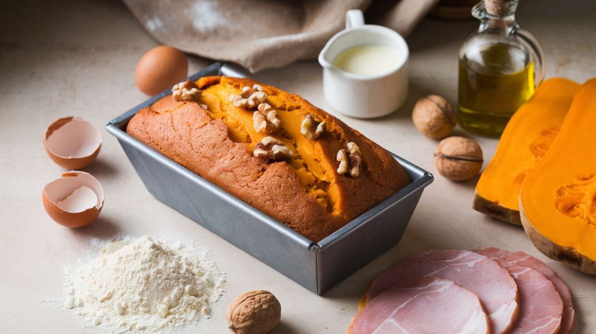 Gourmandise légère : cake salé à la courge butternut, jambon et noix