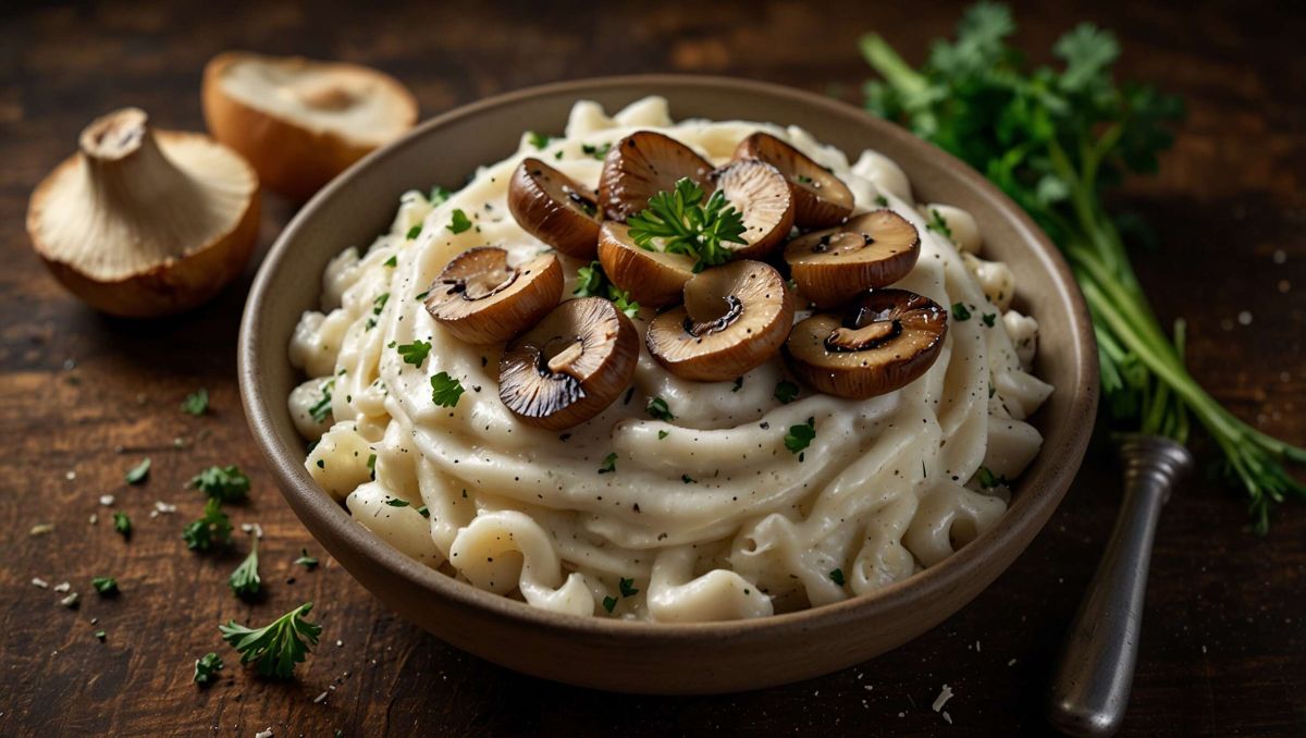 Une recette onctueuse de champignons et oignons à la crème fraîche