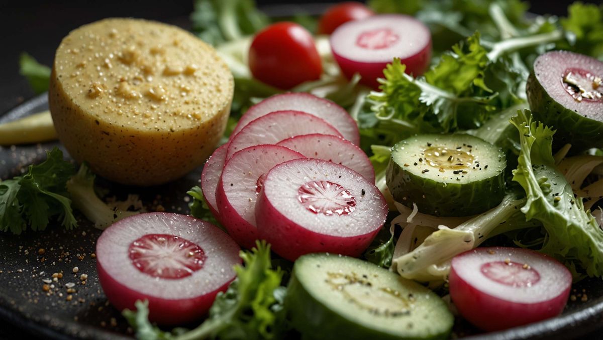 Savourez une salade verte et radis à la ciboulette : fraîcheur au rendez-vous