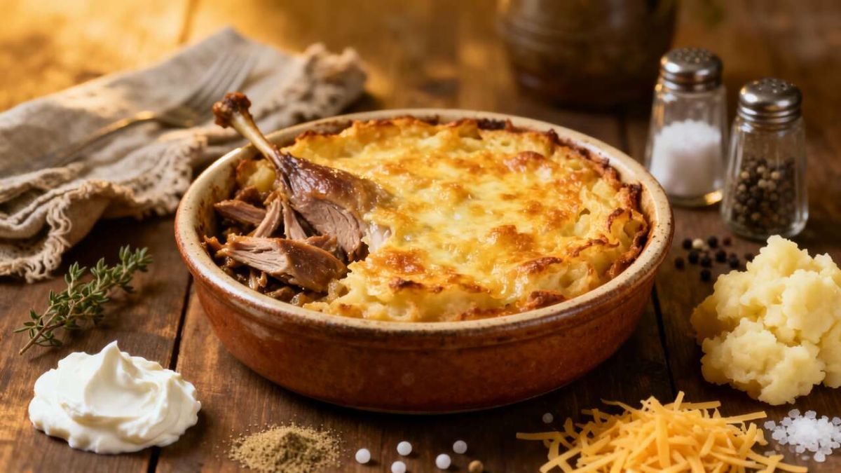 Découvrez la recette savoureuse du parmentier de canard au fromage