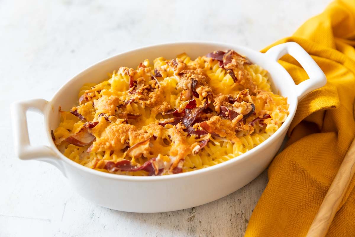 Gratin de pâtes réconfortant aux fromages